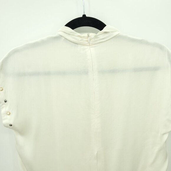 Sandro Sandro Paris Courbe Studded Blouse Top 6US/2/M White Cotton - Picture 8 of 14